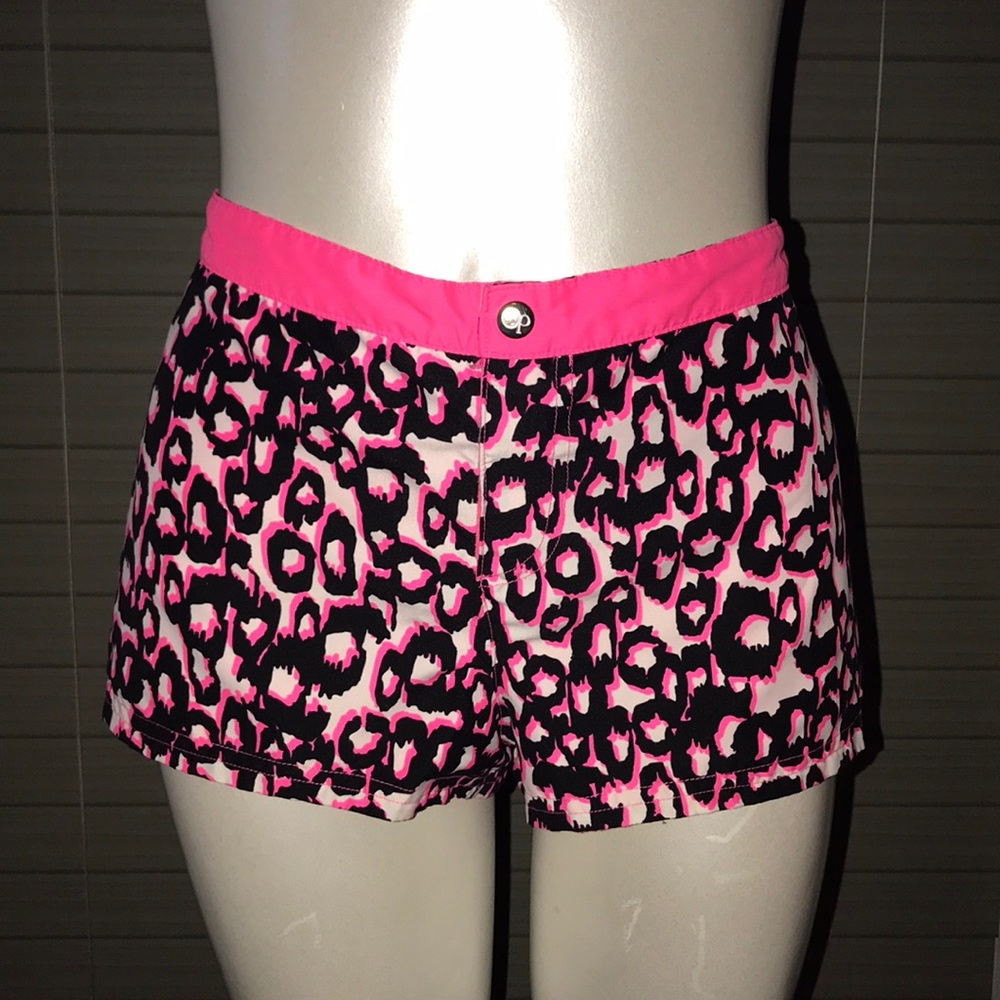 Hot Pink & Leopard Reversible Swim Shorts